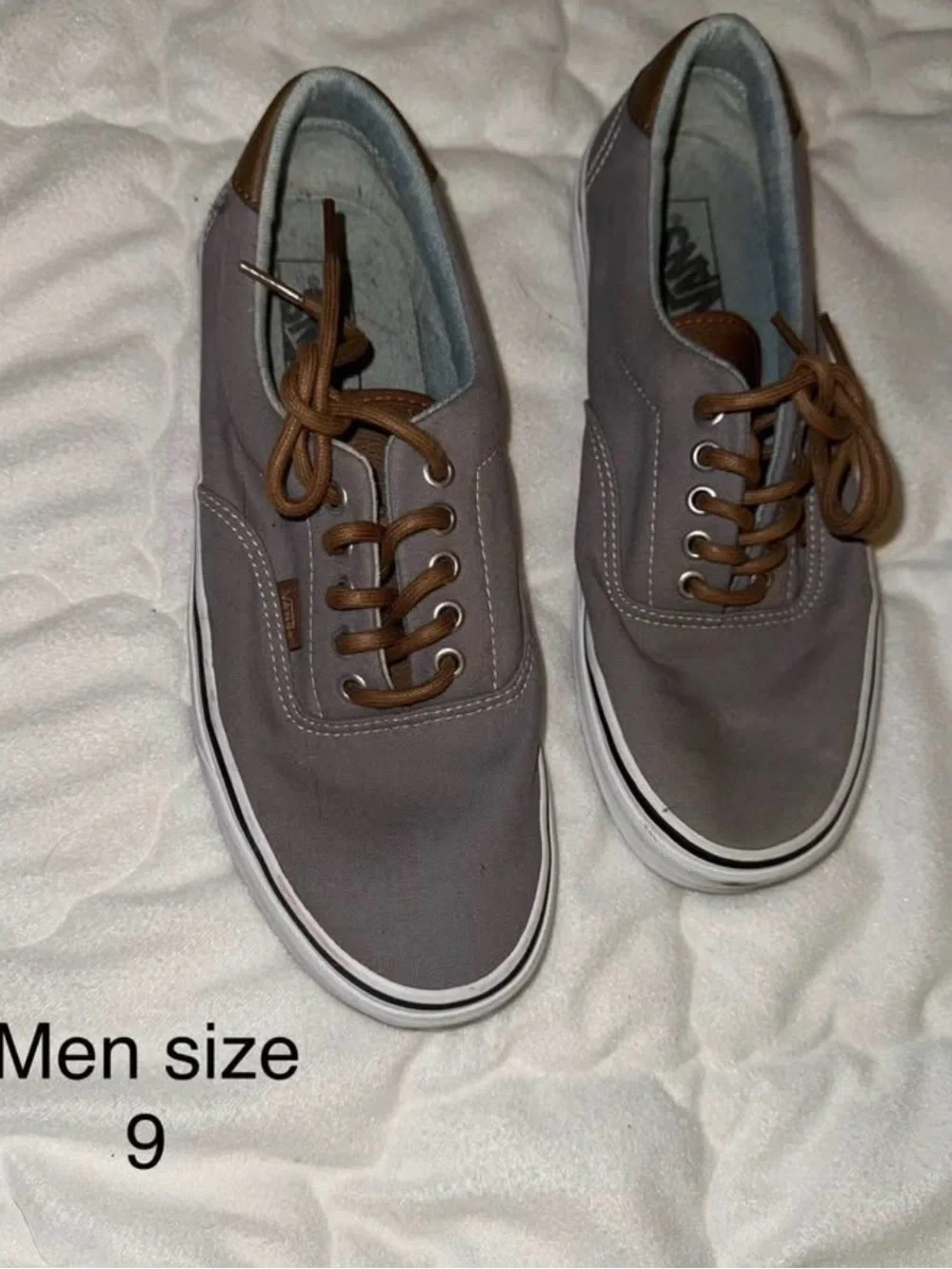 Vans Gray Canvas Sneakers with Brown Laces